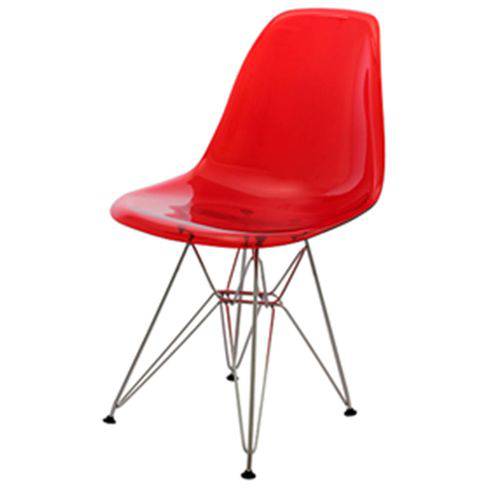 Cadeira Eames Policarbonato Vermelho Base Cromada - 17383