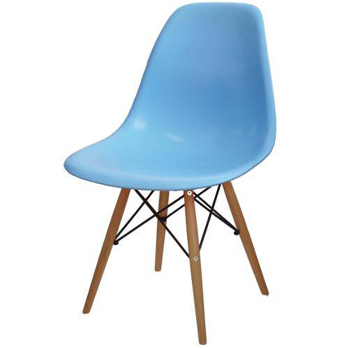 Cadeira Eames Polipropileno Azul Base Madeira - 14913