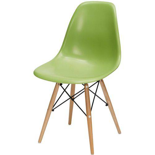 Cadeira Eames Polipropileno Verde Fosco Base Madeira - 15205