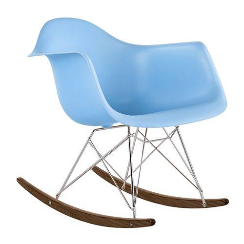 Cadeira Eames RAR Balanço - Azul Claro - Madeira Clara