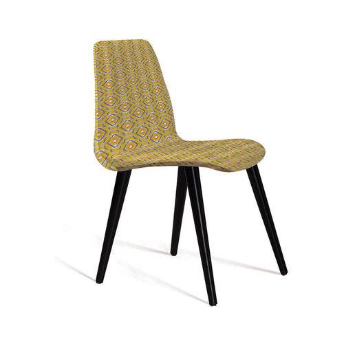 Cadeira Eames Tecido Pe Madeira Daf Amarelo/Cinza
