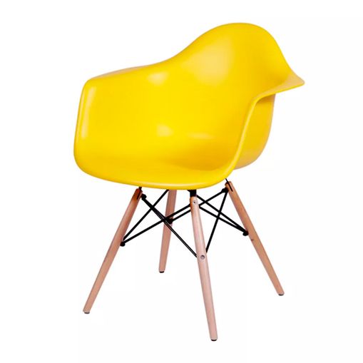 Cadeira Eames Wood Amarela com Braços OR Design 1120