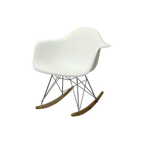 Cadeira Eames Wood Balanço Branca com Braços OR Design 1122 - BRANCO