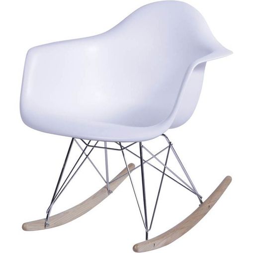Cadeira Eames Wood Balanço Branca com Braços OR Design 1122