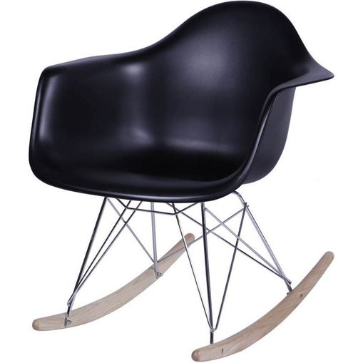 Cadeira Eames Wood Balanço Preta com Braços OR Design 1122
