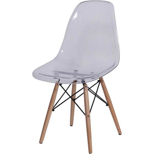 Cadeira Eames Wood Transparente PC OR Design 1101B