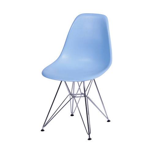 Cadeira Eiffel Design Base Cromada Assento Azul