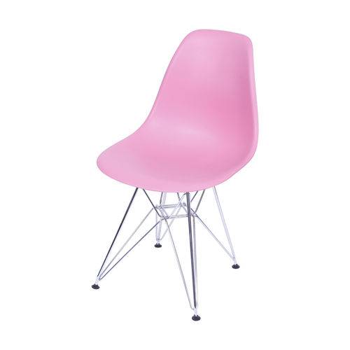 Cadeira Eiffel Design Base Cromada Assento Rosa