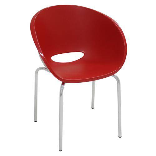 Cadeira Elena Vermelha com Pernas Polidas