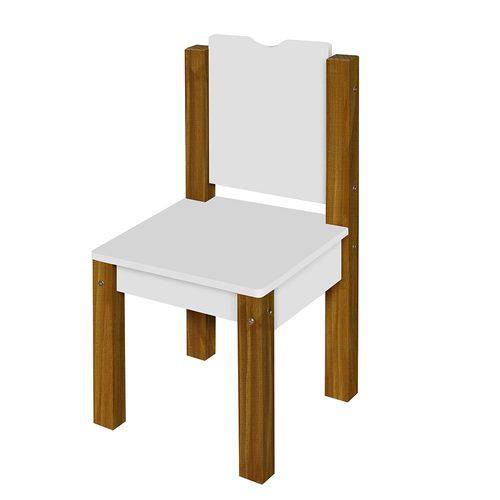 Cadeira em MDF com Pés de Madeira Maciça Capri Branco/Amêndoa