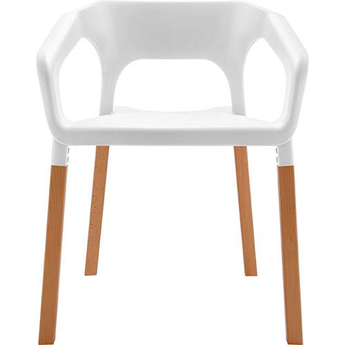 Cadeira em Plastico PP e Madeira de Faia - P&W-001 - Branca - Orb