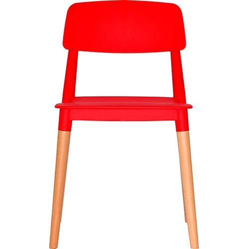 Cadeira em Plastico PP e Madeira de Faia - P&W-0018B - Vermelha - Orb