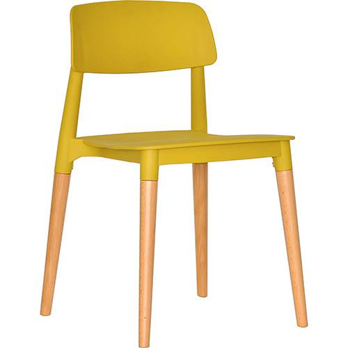 Cadeira em Plástico PP e Madeira de Faia - P&W-0018E - Mostarda - Orb