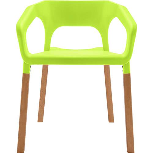 Cadeira em Plastico PP e Madeira de Faia - P&W-001D - Verde Maça - Orb