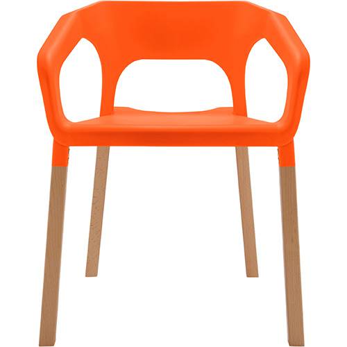 Cadeira em Plastico PP e Madeira de Faia - P&W-001E - Laranja - Orb