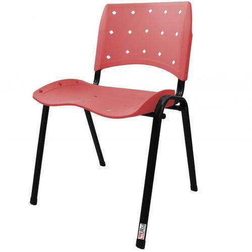 Cadeira Empilhável Ergonômica Ergoplax Assento Encosto Plástico Cereja