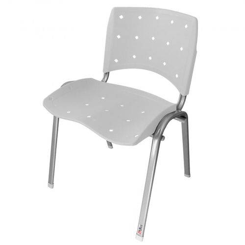 Cadeira Empilhável Ergonômica Ergoplax Estrutura Prata Assento Encosto Plástico Branco