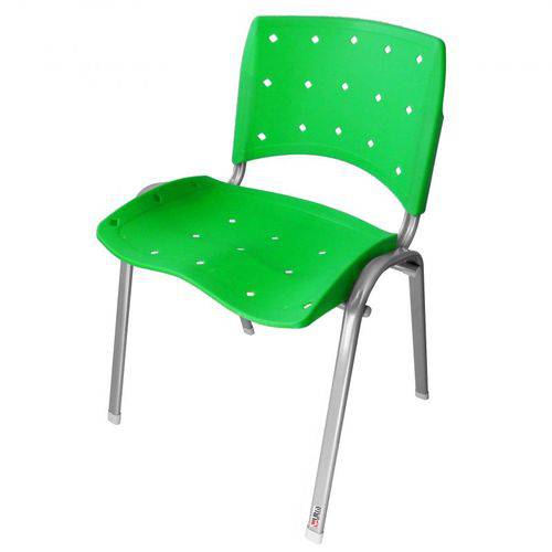 Cadeira Empilhável Ergonômica Ergoplax Estrutura Prata Assento Encosto Plástico Verde