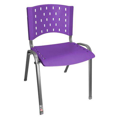Cadeira Empilhável Estrutura Prata Assento Encosto Plástico Lilás
