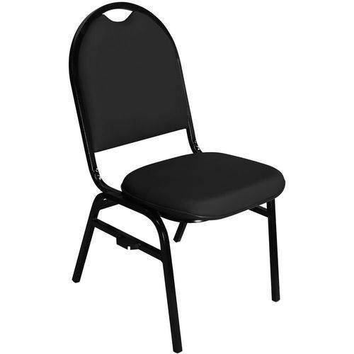 Cadeira Empilhável Fixa Preta com Encaixe para Virar Longarina Essencial Hot - Pethiflex