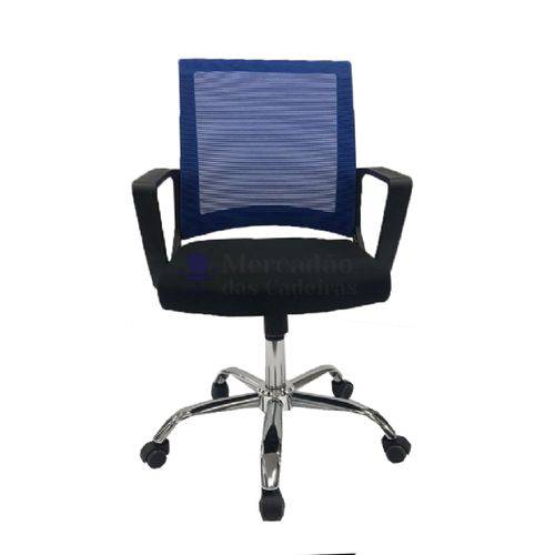Cadeira Escritório DIretor Preta com Azul MK-3337 - Makkon