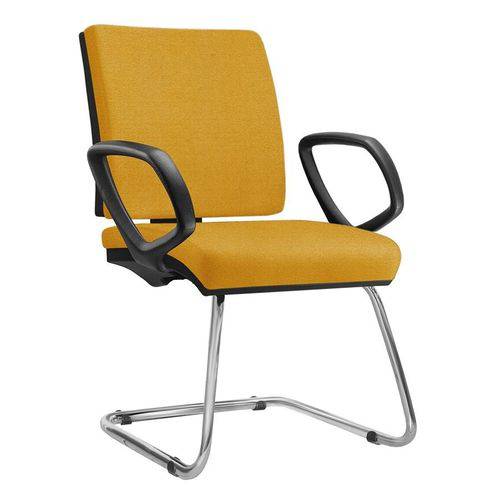 Cadeira Escritório Interlocutor Square Cromada Amarela