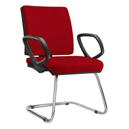Cadeira Escritório Interlocutor Square Cromada Vermelha