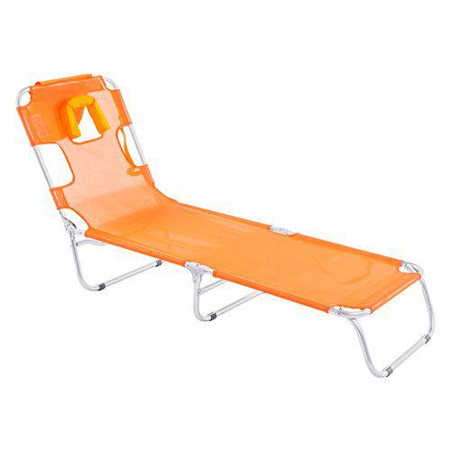 Cadeira Espreguiçadeira Mormaii - Aluminio - Textilene Laranja