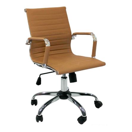 Cadeira Esteirinha Office Cromada Assento PU Caramelo Original Entrega Byartdesign