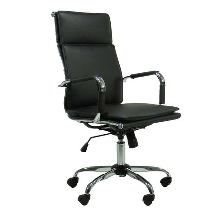 Cadeira Esteirinha Office Cromada Diretor Assento Soft PU Preto Original Entrega Byartdesign