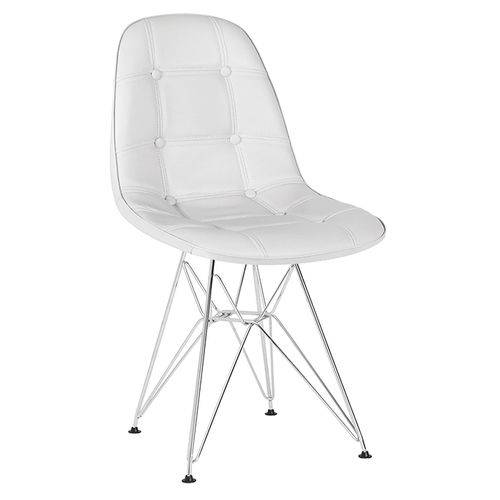 Cadeira Estofada Botonê - Cinza Claro - Metal Cromado
