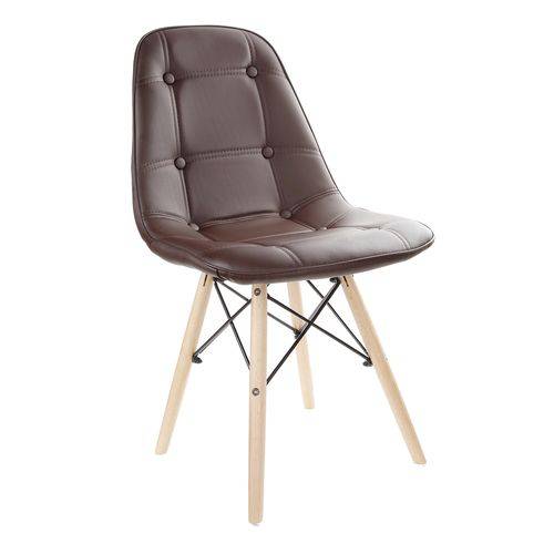 Cadeira Estofada Charles Eames Luxo Botonê Marrom Tl-cdd-01-6 Trevalla