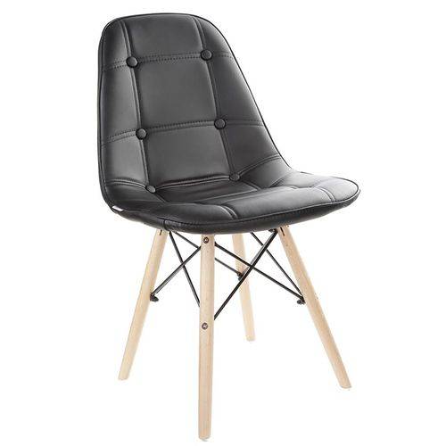 Cadeira Estofada Charles Eames Luxo Botonê Preta Tl-Cdd-01-1 Trevalla
