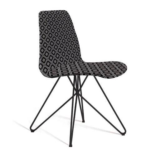 Cadeira Estofada Eames com Pés de Aço - Preto/cinza