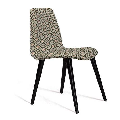 Cadeira Estofada Eames em Suede com Pés Palito - Bege/cinza