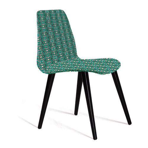 Cadeira Estofada Eames em Suede com Pés Palito - Verde/cinza