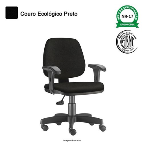 Cadeira Executiva em Couro Ecológico com Braços com Altura Regulável Base Back System- Frisokar Job 070117