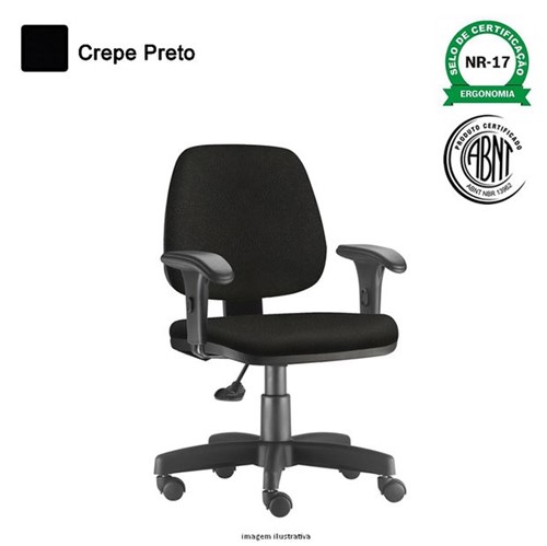 Cadeira Executiva em Crepe com Braços com Altura Regulável Base Back System- Frisokar Job 070116