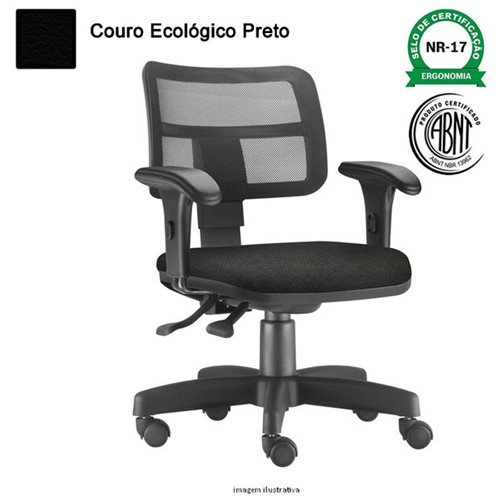 Cadeira Executiva Zip em Couro Ecológico com Braço Encosto em Tela - Frisokar 070112