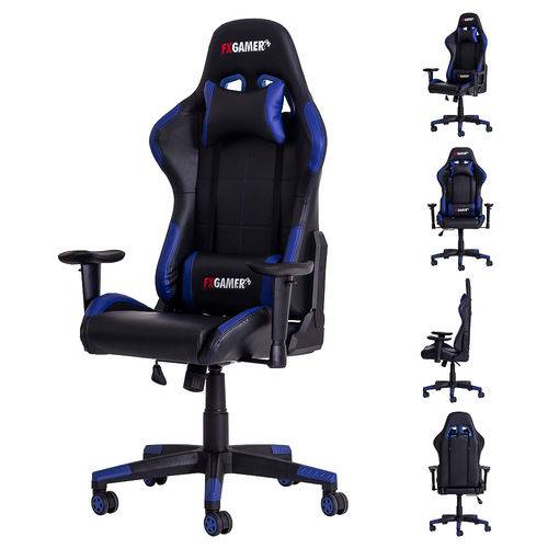 Cadeira Gamer Gear Pu Preta e Azul - (azul)
