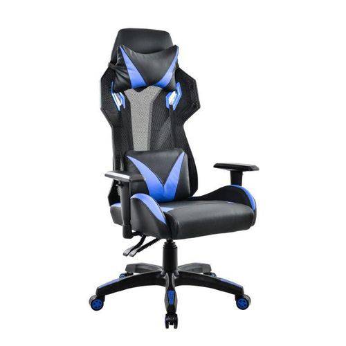 Cadeira Gamer NX Max Reclinável Preta e Azul - At.home