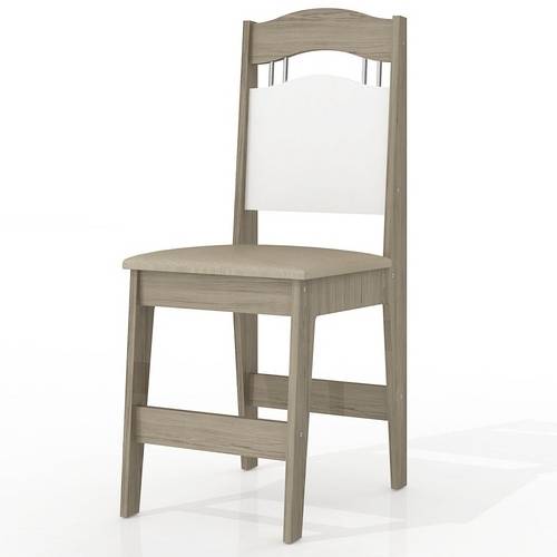 Cadeira H3 com Estofado de Camurça Sued - MDF 15 Mm - Branco/Cappuccino