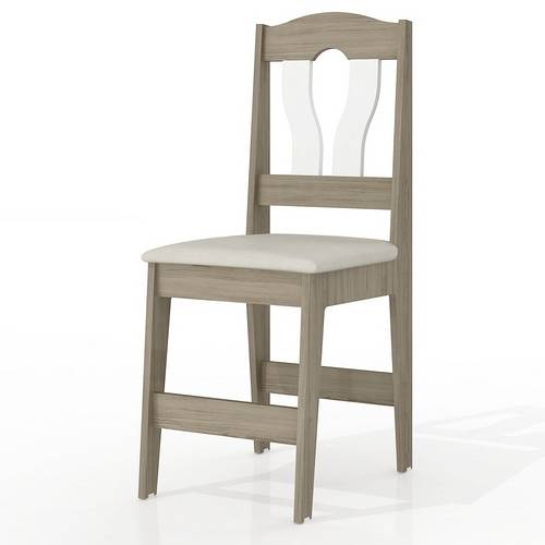 Cadeira H2 com Estofado de Courino Bege - MDF 15 Mm - Cappuccino/Branco