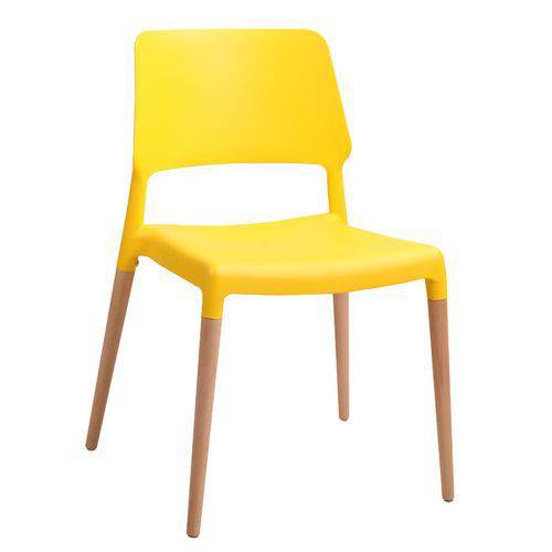 Cadeira Ibiza Goede com Base em Madeira Amarelo
