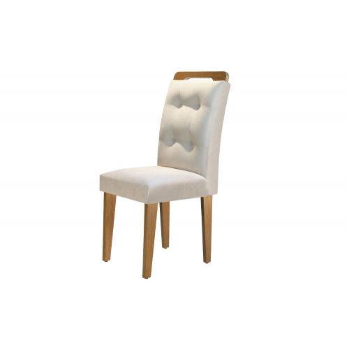 Cadeira Imperatriz 100% MDF (Kit com 2 Cadeiras) - Móveis Rufato - Imbuia/ Veludo Creme - Móveis Bom de Preço -