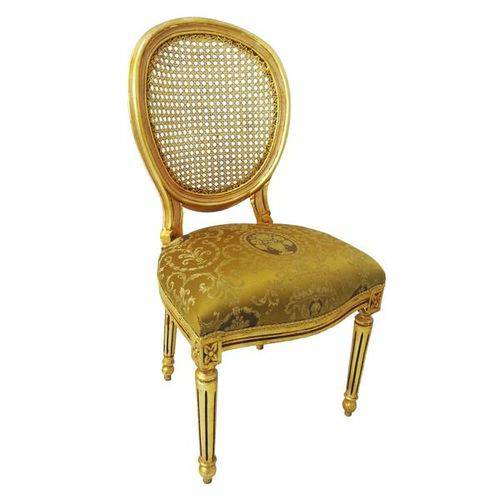Cadeira Imprerial Dourada com Palha