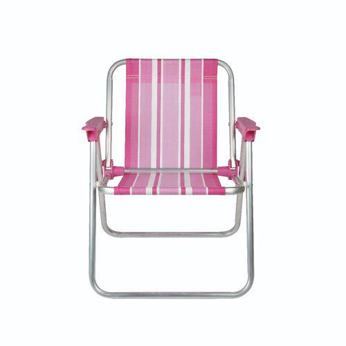 Cadeira Infantil Alumínio Rosa Praia Camping Mor
