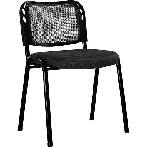 Cadeira Interlocutor 0065VC Fixa, Assento Revestido por Tecido e Encosto em Tela Preta - Travel Max