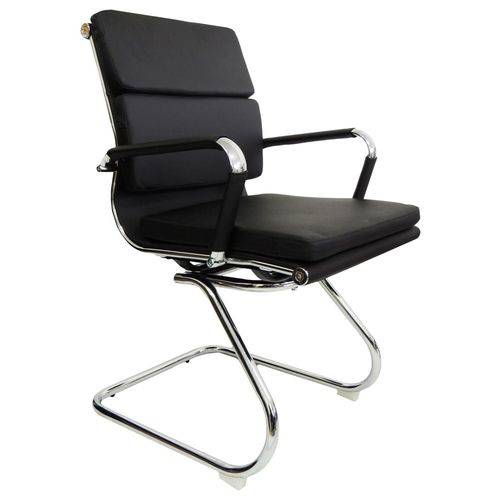 Cadeira Interlocutor Design Charles Eames em Couro PU Preta Pelegrin PEL-7089V