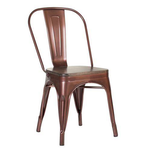 Cadeira Iron Tolix com Assento Madeira - Bronze